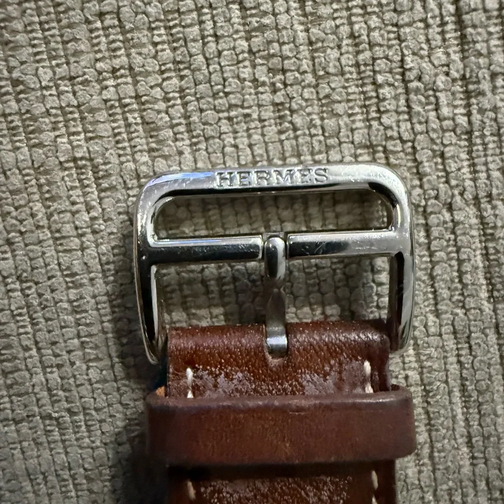 HERMES APPLE WATCH 42MM SERIES 3 Sapphire Crystal Face SS Case Orange M/L Band.